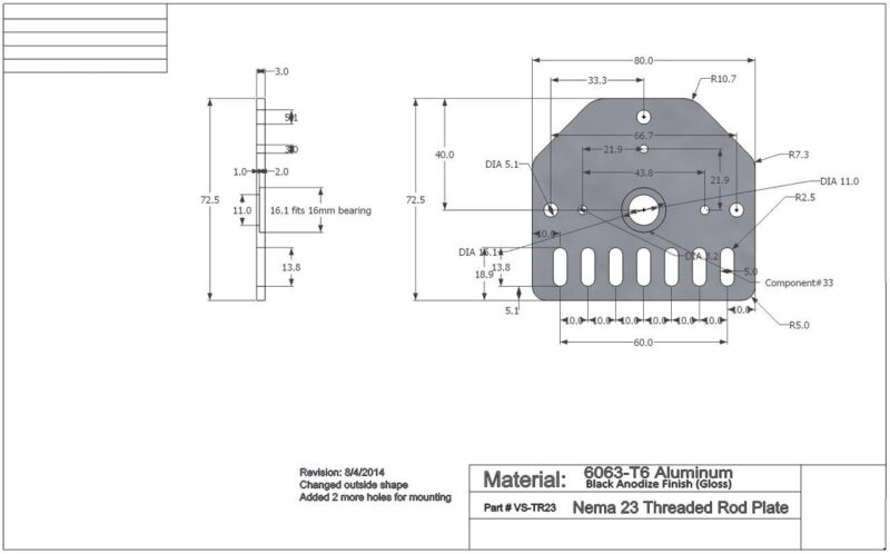 Threaded Rod Plate for Nema 23 Stepper Motor - Image 4