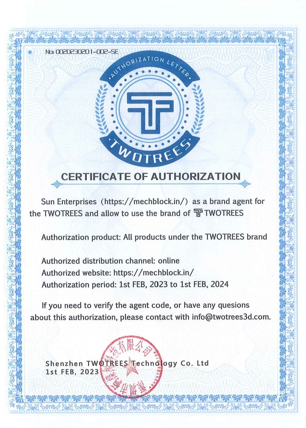 twotrees certificate
