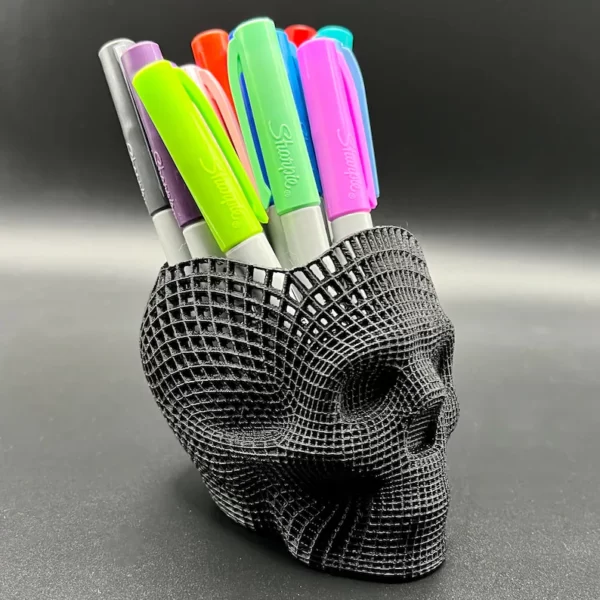 Pen Candy Makeup Brush Skull holder 3D printed
