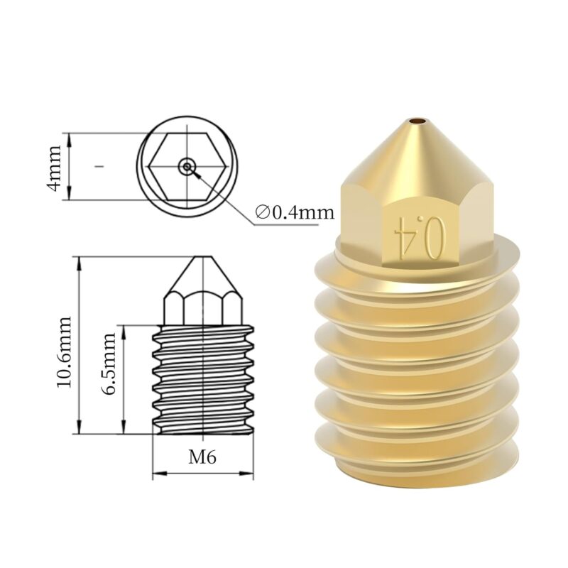 Bambu lab cht nozzle size 0.4mm brass nozzle for Bambu Lab X1 and P1P for 1.75 Filament (2) Bambu lab cht nozzle size 0.4mm brass nozzle for Bambu Lab X1 and P1P for 1.75 Filament