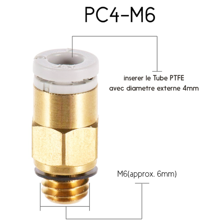 KJH04-M6 PTFE Tube Push Pneumatic Connector