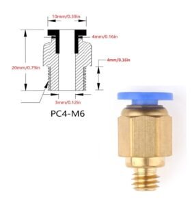 PC4-M6 Pneumatic Push in Bowden Extruder for 3mm J-Head fitting