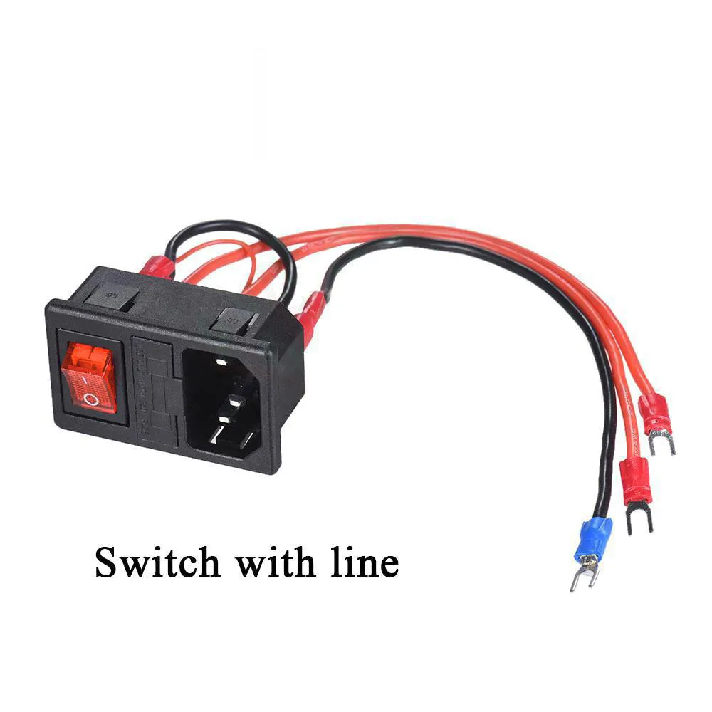 Power Socket AC 220V 15A 3-Pin Switch Socket Inlet Module Power Supply with Connecting Wires