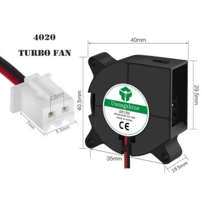 Twotrees 3D Printer Cooling Turbo Fan 4020 DC 24V12V5V Brushless DC Fan with XH2.54-2P 30CM Cable
