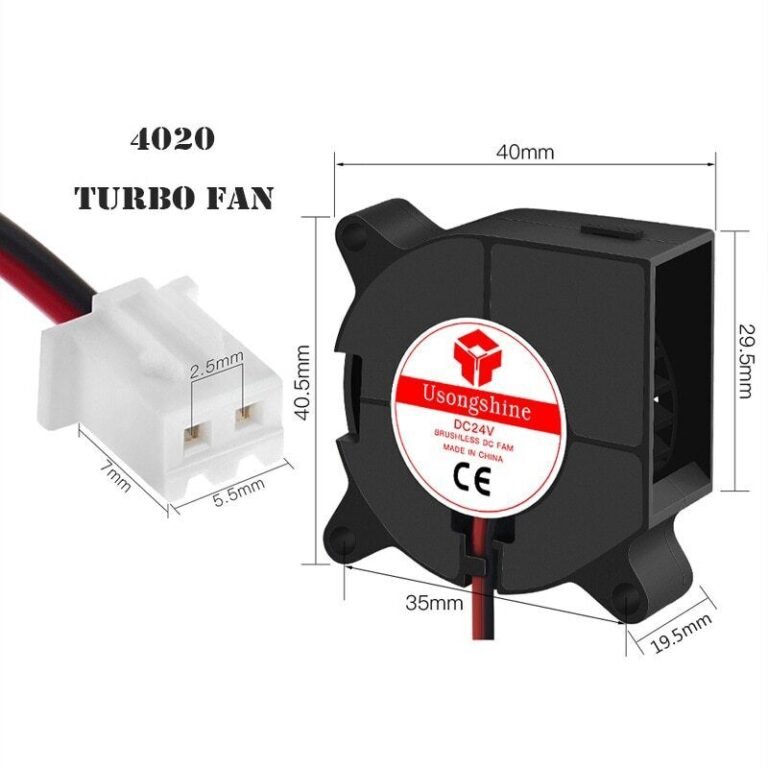 Twotrees 3D Printer Cooling Turbo Fan 4020 DC 24V12V5V Brushless DC Fan with XH2.54-2P 30CM Cable