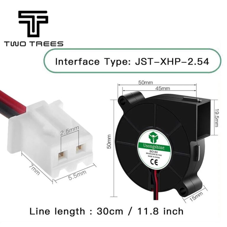 Twotrees 3D Printer Cooling Turbo Fan 4020 DC 24V12V5V Brushless DC Fan with XH2.54-2P 30CM Cable