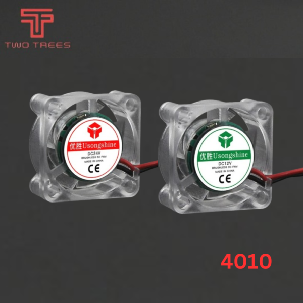 Twotrees Cooling Fan Transparent Mini Hydraulic Fan 4010 12V/24V with LED Light Silent Exhaust Fan 3D Printer Parts