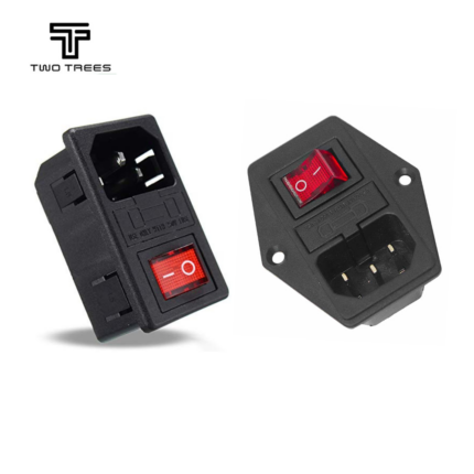Power Socket AC 220V 15A 3-Pin Switch Socket Inlet Module Power Supply with Connecting Wires