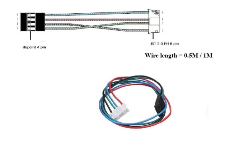 Cable for Stepper Motor - DuPont 4p to JST-PH 6p