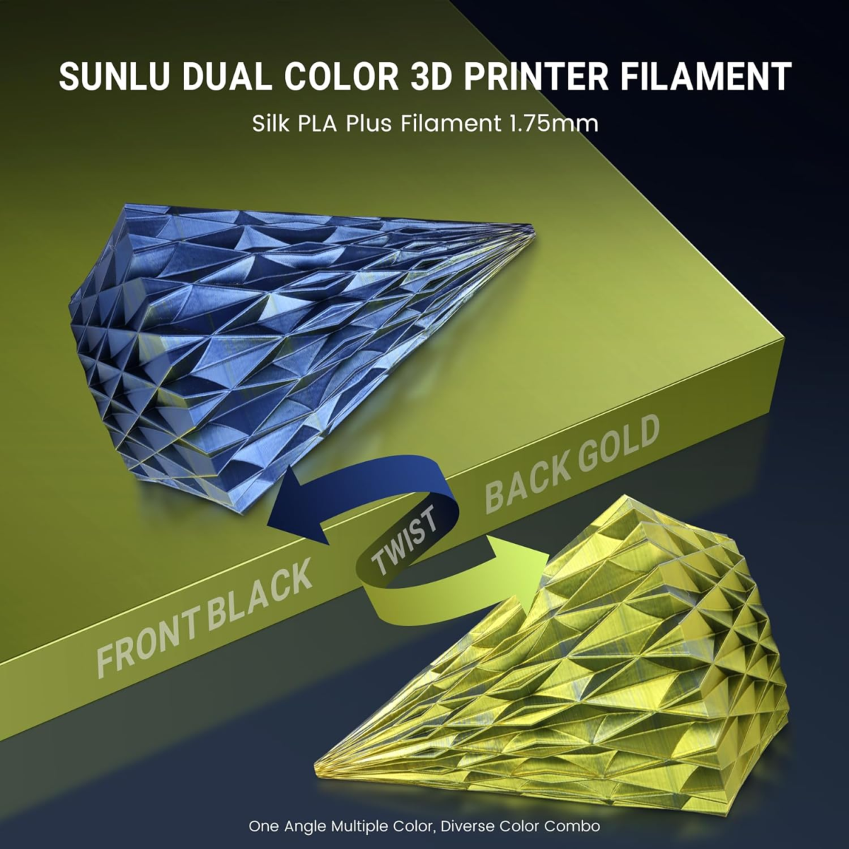 SUNLU PLA+ Silk dual color Black Gold