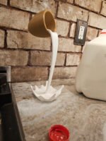 Floating Milk Cup Mug, Kitchen Decor items, Dining Table decor, Home decor Decorative Showpiece - 11.5 cm (Plastic, White, Brown)