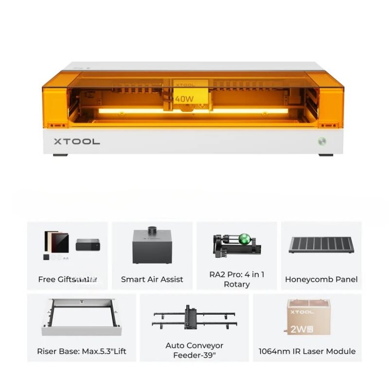 xTool S1 Blue + 1064nm IR Laser Kitt Encclosed Diode Laser Engraverr & Cutter Mechblock