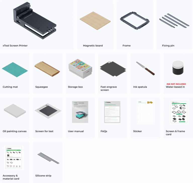 Mechblock screen printer packing list