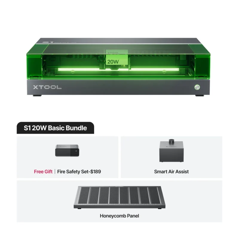 xTool S1 20W Enclosed Diode Laser Cutter Basic Bundle