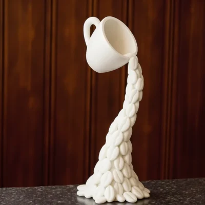 Floating Coffee Cup Sculpture – Surreal Decor