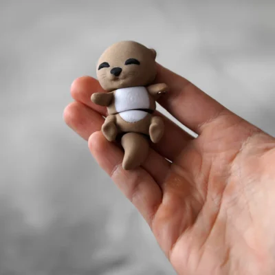 Flexi Baby Otter – Magnetic Hand-Holding Buddy 3D Printed Fidget Toy - 1 pc