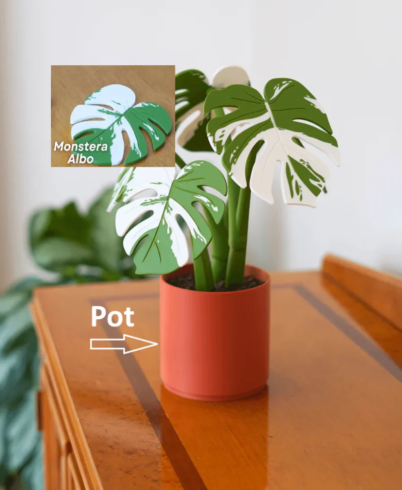 Leafix Monstera Coaster Set With Magnetic Leaves & Pot-1 pc - Image 9