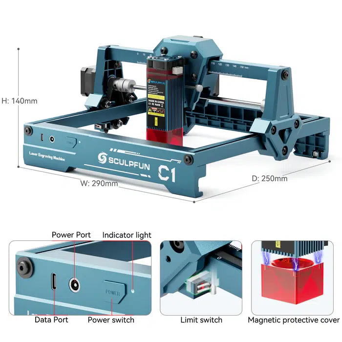 SCULPC1_13 Sculpfun C1 Mini Portable Laser Engraver - Image 12