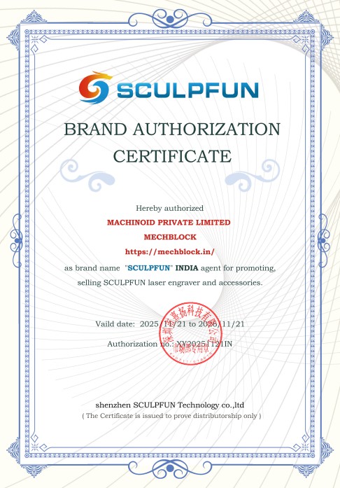 mechblock sculpfun distributor certificate