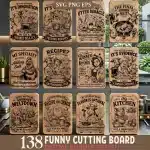 Funny Cutting Board SVG Bundle – 138 Vintage Kitchen Humor Designs | Farm Animal Engraving SVG, PNG, EPS for Laser Cutting