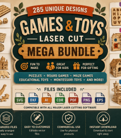 285 Laser Cut Games & Educational Toys SVG Bundle