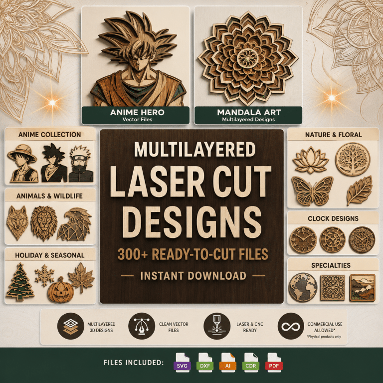 300+ Multilayered Laser Cut Files SVG Bundle