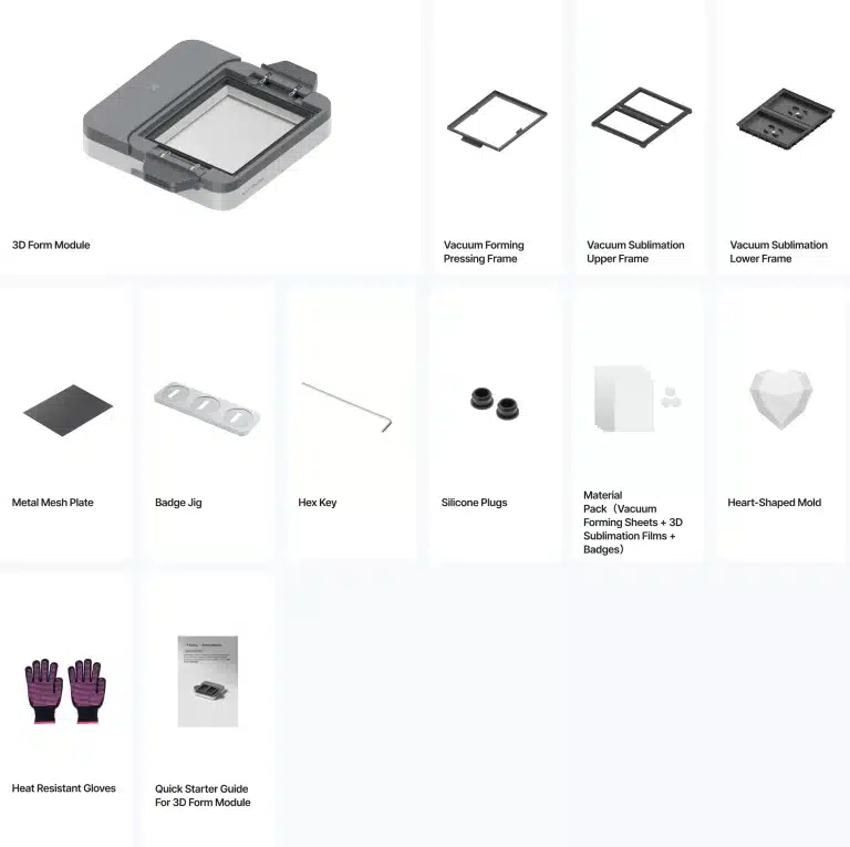 xTool 3d Form Module list of items